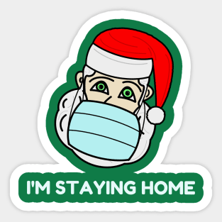 Santa Claus with a face mask - "I'm staying home" Sticker